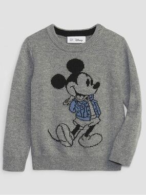 GAP Baby 2T Disney Gray and Black Knit Sweater